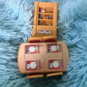Keenway My Happy Family Dollhouse Furniture Dining Room Table Hutch